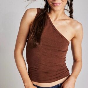 NWOT We the Free one-shoulder tank top silk blend size XL